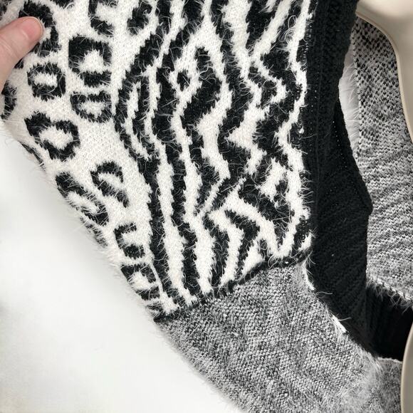 Spense NWT Women's Open Front Leopard Print Sweater SZ Petite XL Ivory Black - Picture 4 of 8